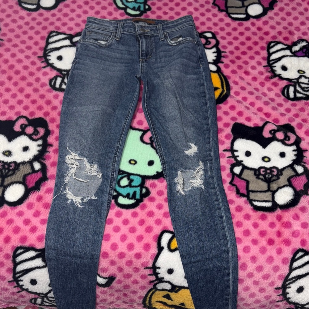 Joe's Jeans Distressed Dark Blue Skinny Jeans